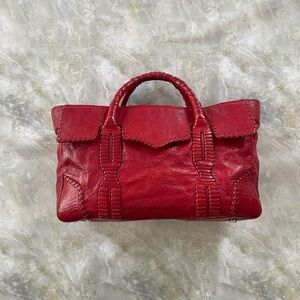 Rebecca Minkoff Red Leather Top Handle Handbag w Long Stap Attachment